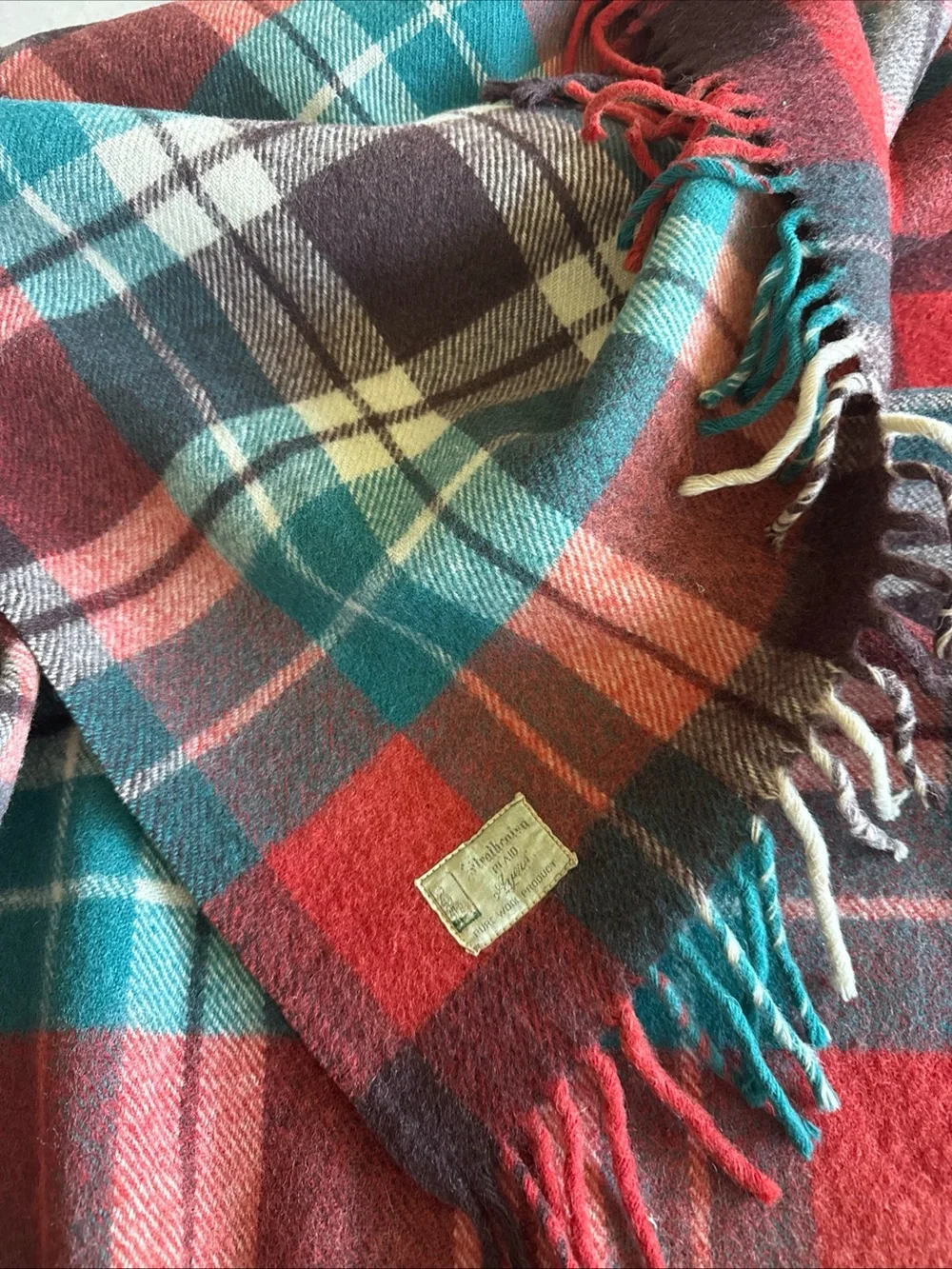 Vintage Ayers Pure Wool Strathcairn Plaid Throw Blanket 60x68” Scottish Tartan